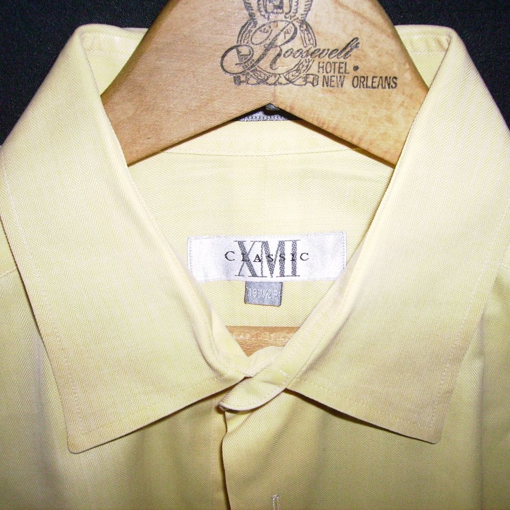 XMI Classic French cuff yellow dress shirt size 16 1/2 neck 34-35 sleeve